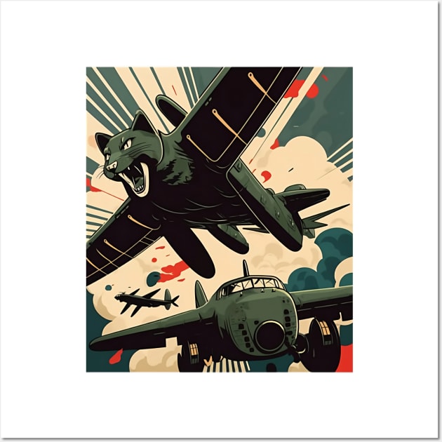 Feline Fury: The Bombcat Fighter Wall Art by zoocostudio